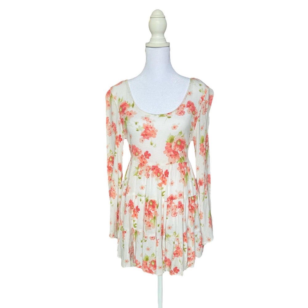 My Story Floral Mini Dress Cream / Pink Size S
